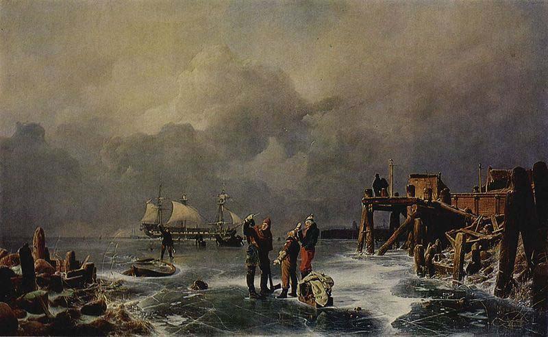 Andreas Achenbach Ufer des zugefrorenen Meeres (Winterlandschaft) oil painting picture